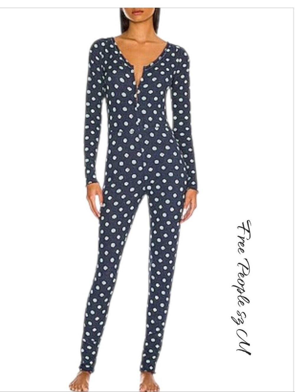 NWOT Free People Home Alone Long Johns Pajamas sz M